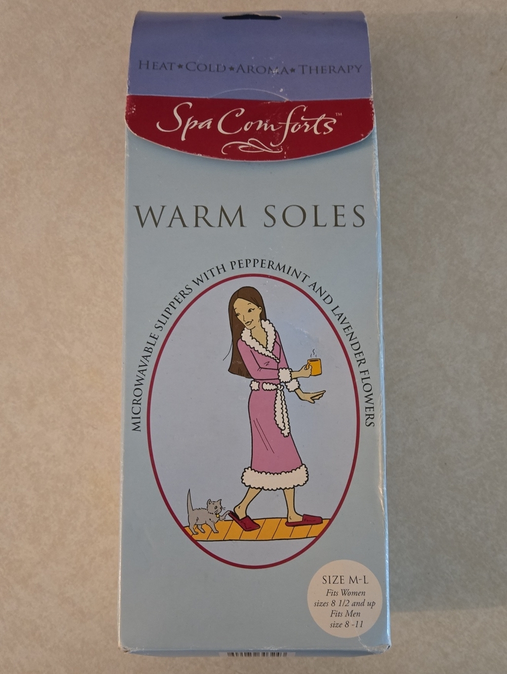 NWT Spa Comforts Microwavable Slippers Peppermint and Lavender Reusable Inserts